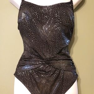 Jennifer Kay black with silver sparkle swimsuit